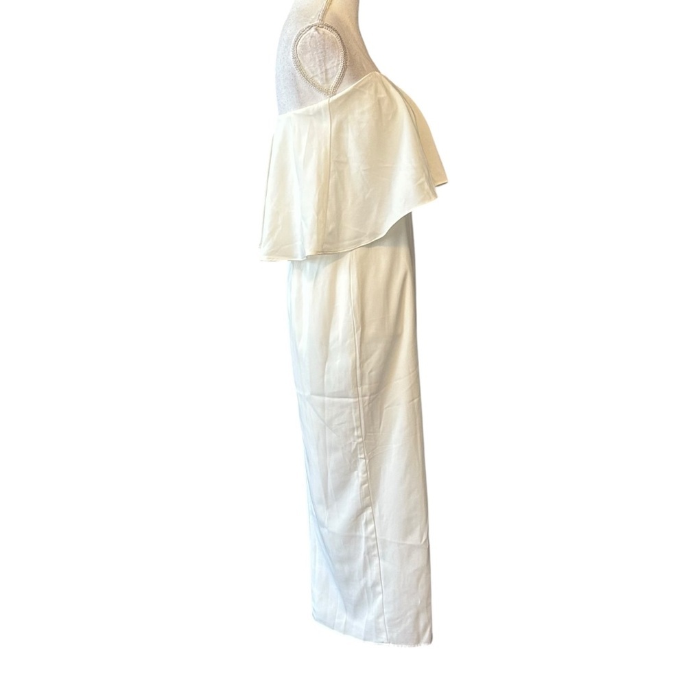 Lulus Class and Charisma White Satin Strapless Midi Dress Medium Bridal Shower - Picture 5 of 14